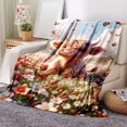 thumbnail image 2 of Manta de franela con estampado de vaca, 1 unidad, suave y cálida, para dormir la siesta, con aire acondicionado, para el hogar, la oficina, viajes, camping, decoración del dormitorio, 2 of 6