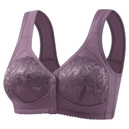 Cavosen Bras for Women Seamless Wireless Cotton Lace Front Buckle Everyday Bras Wirefree Push up Gathered Together Solid Bralette Oversized Thin Comfortable Breathable Underwear