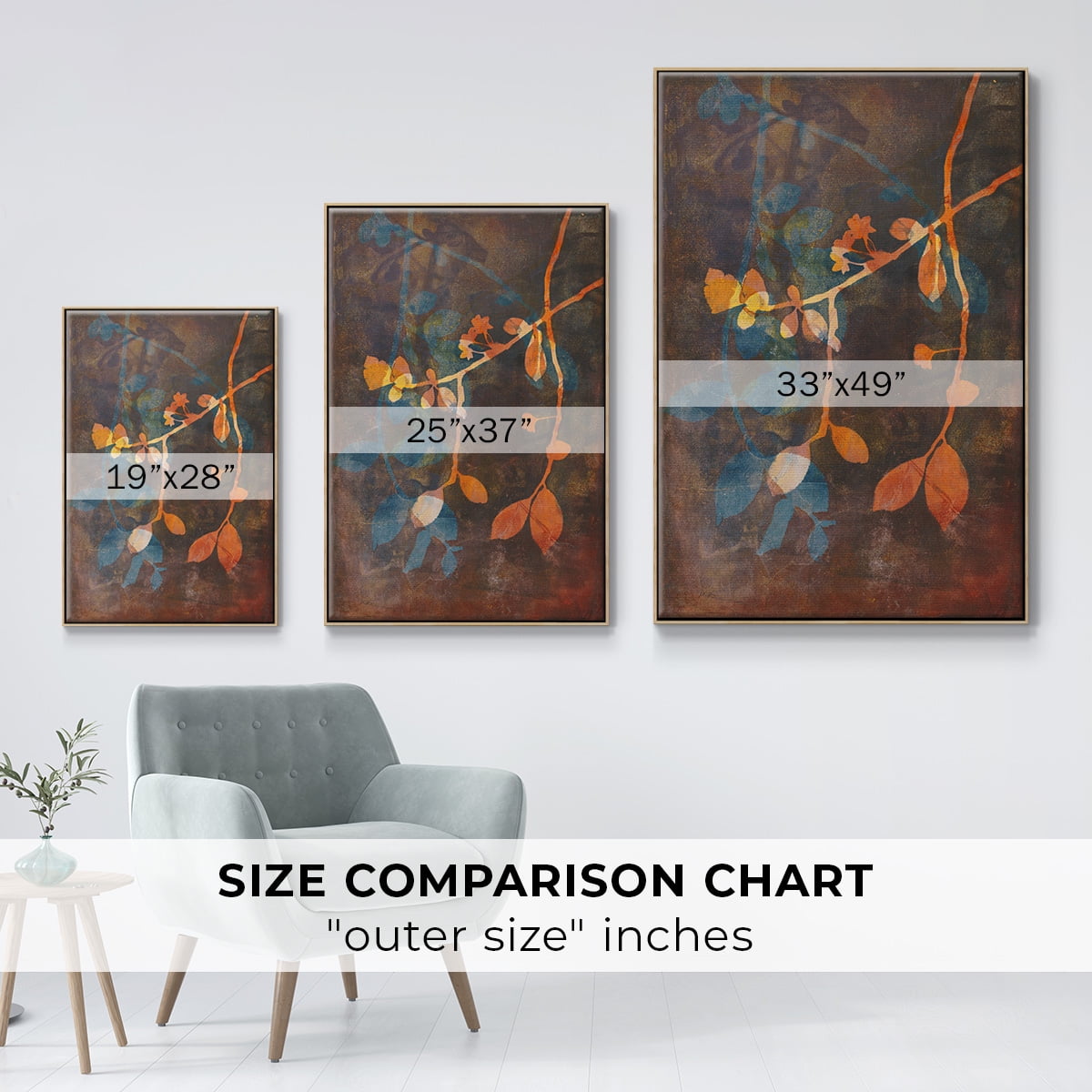 Branching Out V Framed Premium Gallery Wrapped Canvas - Ready to Hang - 17 x 25 - Natural Wood Floating Frame