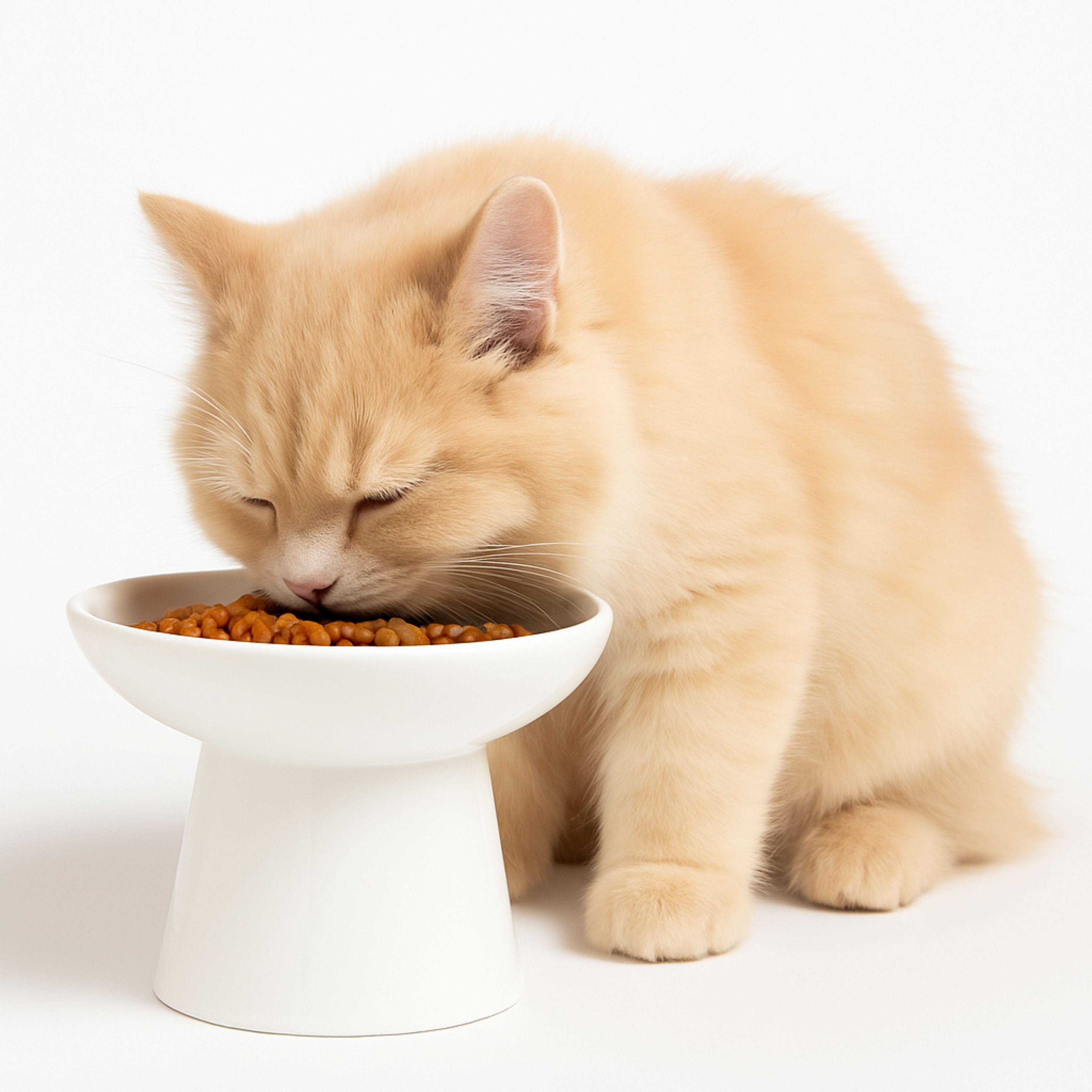 2-Pack Elevated Ceramic Cat Bowls, 10oz Raised Pet Food and Water Dishes, Whisker-Friendly Wide Shallow Design, Non-Slip Base, Microwave & Dishwasher Safe, For Cats and Small Dogs