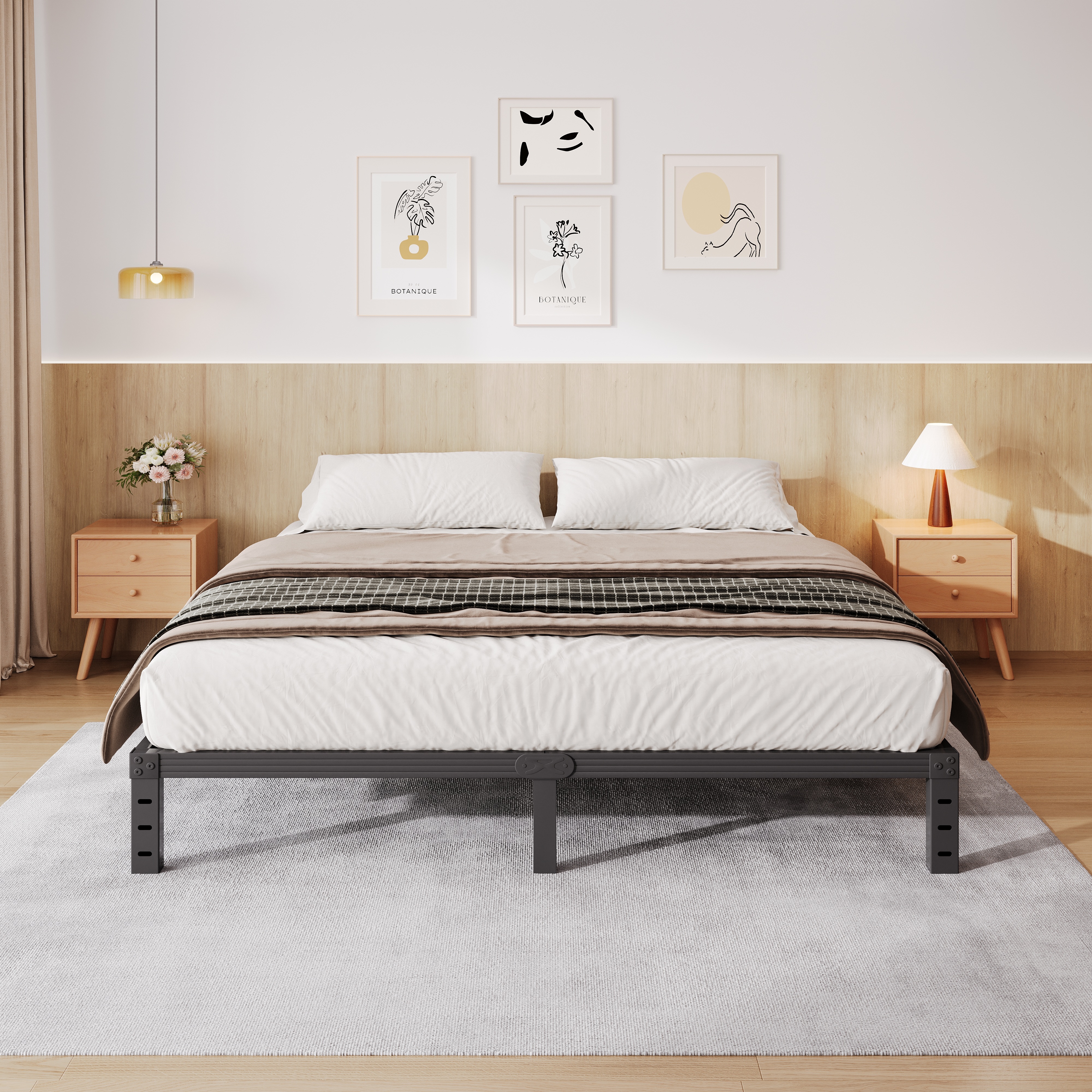 COMASACH 12 inch King Bed Frame, Easy Assembly, Heavy Duty Metal Platform, Noise Free, Black