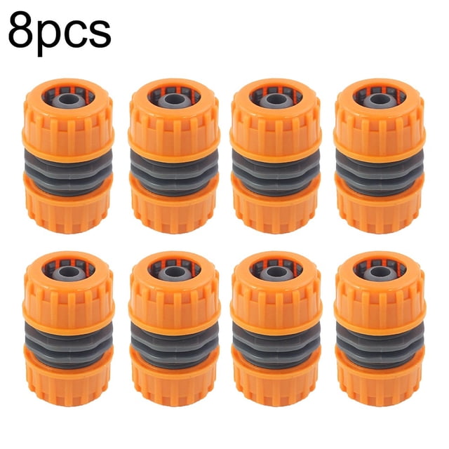 8Pc Double Hose Connector for 1/2 Garden Hoses Repair Garden Hose Connector Orange
