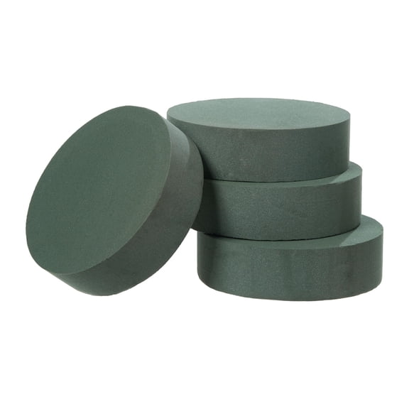 Crafare 6x1.7 Inch Round Floral Foam Blocks Wet Foam Bricks for Fresh and Artificial Flower Arrangements Wedding Centerpiece Party Home Decoration Pack of 4, Green