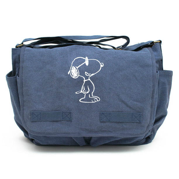 Grab A Smile - Happy Snoopy Army Heavyweight Canvas Messenger Shoulder ...