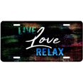 thumbnail image 1 of Plaque d'Immatriculation en Métal Live Love Relax, 1 of 1