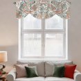 thumbnail image 3 of Tie Up Valances for Windows, Paisley Flower Adjustable Valance Curtains Window Treatment for Living Room, Spring Watercolor Floral Leaf Plant Orange Rod Pocket Kitchen Curtains & Drapes 60x18 Inch, 3 of 9