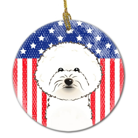 Carolines Treasures BB2147CO1 Flag & Bichon Frise Ceramic Ornament