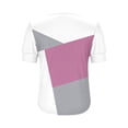 thumbnail image 4 of Smsaxvxz Women's Summer Tops Fashion Color Patchwork V Neck Button Short Sleeve Shirts Casual Loose Blouse Hot Pink 2XL, 4 of 6