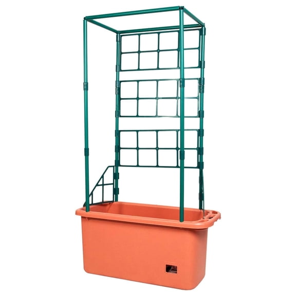 GCTR 10 Gal Tomato Garden Planting Grow System with 4 Foot Trellis Tower on Wheels for Indoor/Outdoor Climbing Vines, Flowers, and Gardens Tomato Trellis