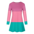 thumbnail image 5 of Robes d'Automne pour Femmes Col Rond Bloc de Couleur Robe à Manches Longues Décontractée Ample Tunique Évasée Mini Robes, 5 of 5