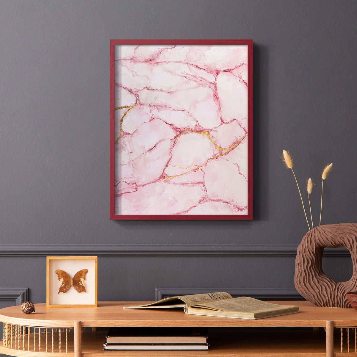 Rose Marble I in Red Solid Wood 8 x 10 Framed Print