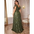 thumbnail image 6 of AURA Plus Size Sequin V Neck Evening Dress Women Elegant Party Long Formal Gown, 6 of 7