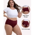 thumbnail image 5 of OEIOEI Plus Size XL-5XL Cotton Underwear for Women High Waist Full Coverage Briefs 5 Pack(3XL,Dark), 5 of 8