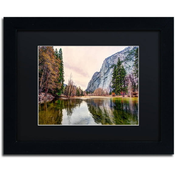 Trademark Fine Art "Yosemite Valley" Canvas Art by David Ayash Black Matte, Black Frame