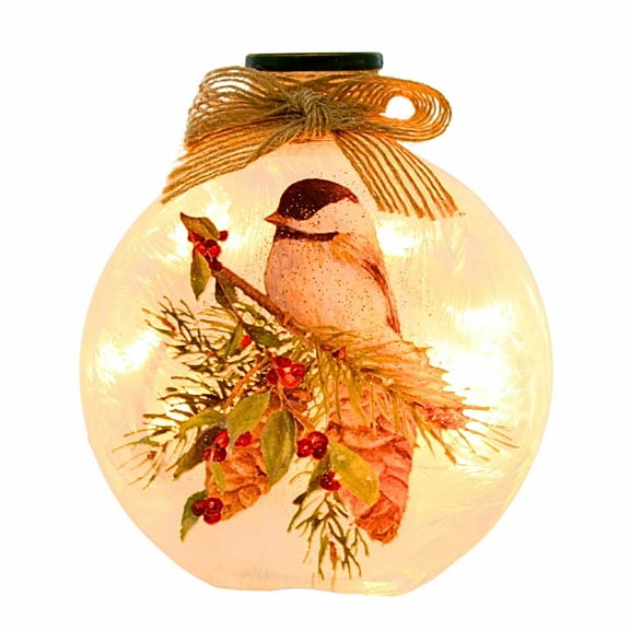 Stony Creek 4.75In Pine Bough & Birds Jar, Glass, Pre Lit Holidays Lll2217 Chickadee