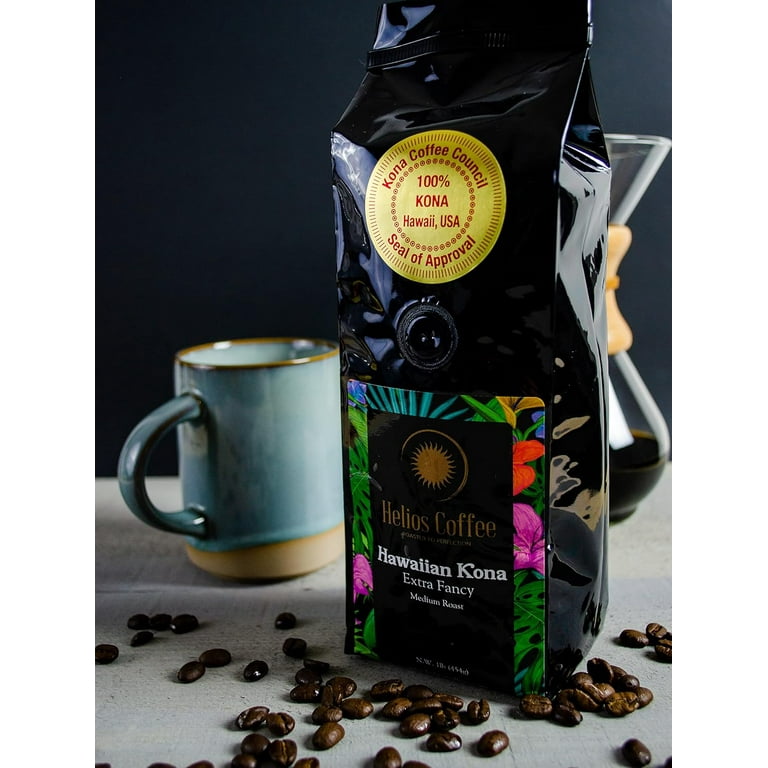 100% Hawaiian Kona Coffee, Extra Fancy - Whole Bean - 1lb