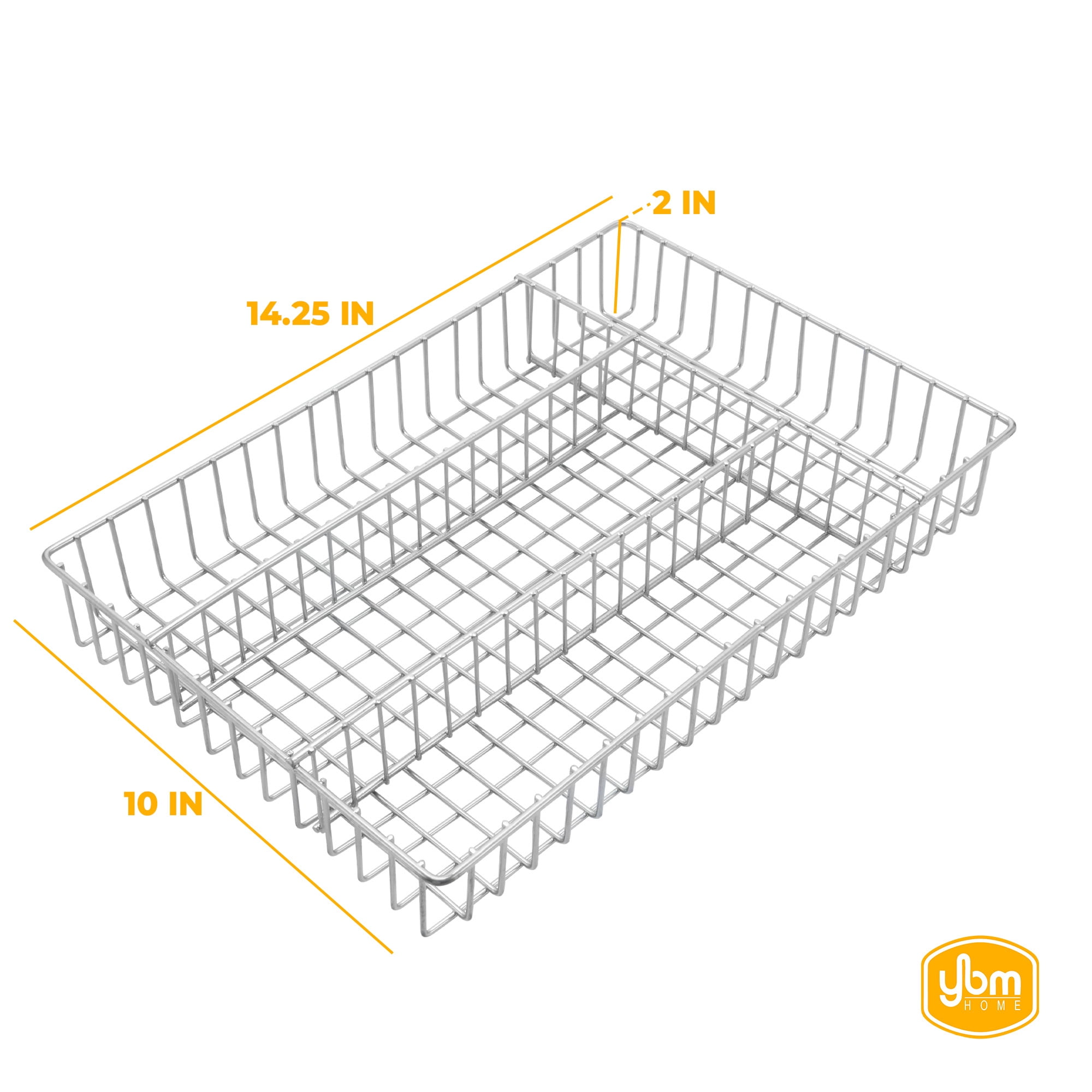 YBM Home Metal Wire Chrome Plated Kitchen In-Drawer Serving Utensils, Flatware, Cutlery Desk and Office Supplies Organizer/Tray Holder Silverware Storage, 2558