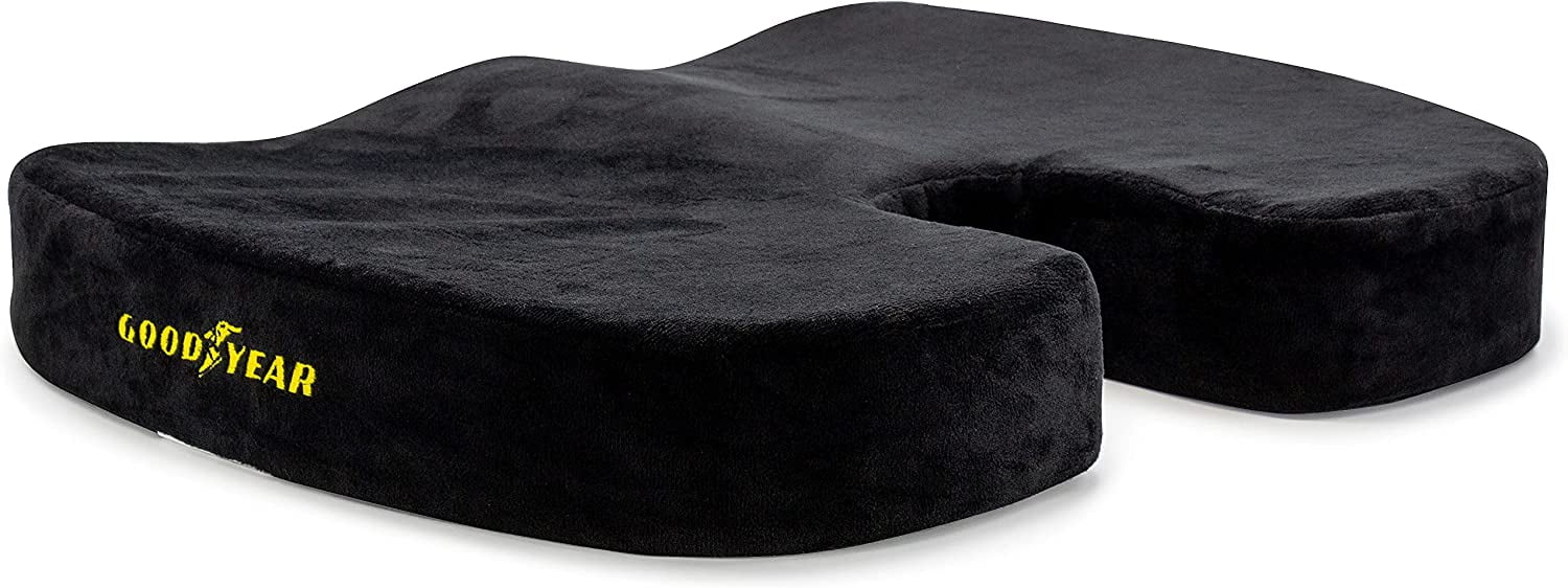 Goodyear, Seat Cushion for Car or Office Chair, 100 Pure Memory Foam, Features Contoured Shape