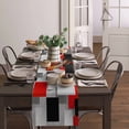 thumbnail image 3 of Geometric Figure Red Black Gray Solid Abstract Table Runner Home Wedding Table Mat Centerpieces Decoration Dining Tablecloth, 3 of 6