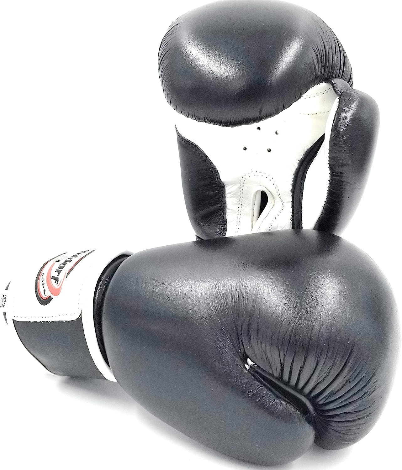 Woldorf Pro Aerobic Style Boxing Gloves in Black 14oz Sparring, Grappling, Kickboxing, Fighting Gloves, Muay Thai Training Gloves, Heavy Bag Speed Punching Gloves.