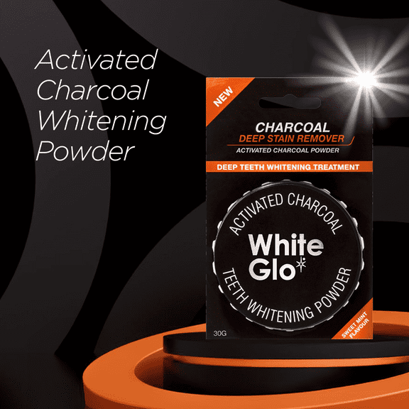 White Glo Deep Stain Removing Activated Charcoal Teeth Whitening Powder, Peppermint, Enamel Safe, 1.05 oz (30g)