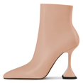 thumbnail image 2 of YDN Women Chic Pointed Closed Toe Mid Calf Ankle Boots Flared Mid Heel Side Zipper Boots Office Dress Shoes Size 5.5 Pink, 2 of 6