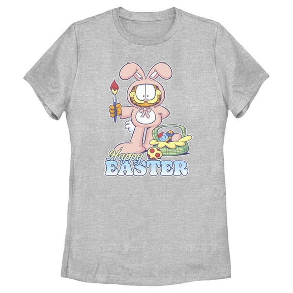 Women's Garfield Happy Easter Bunny Ears Cat Graphic T-Shirt