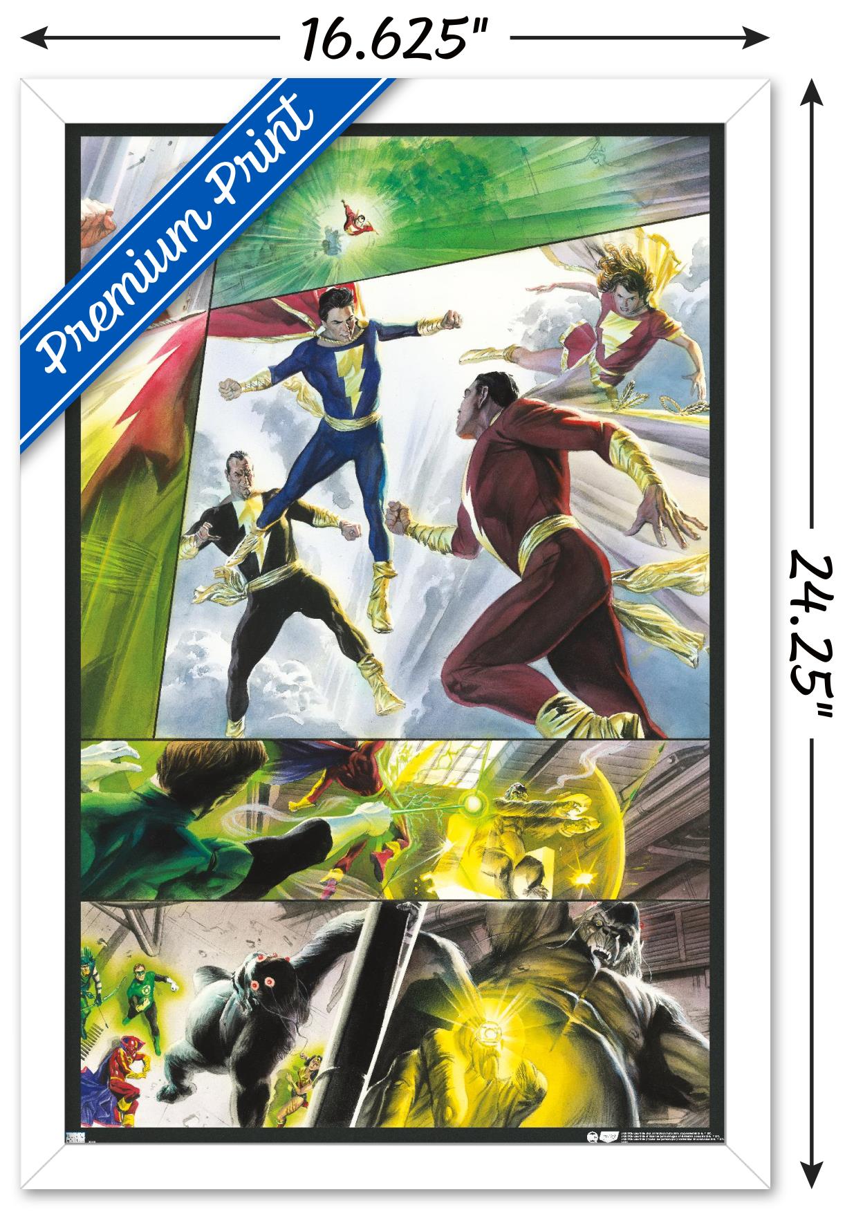 DC Comics Justice League - Shazam Family and Black Adam Wall Poster, 14.725" x 22.375" Framed