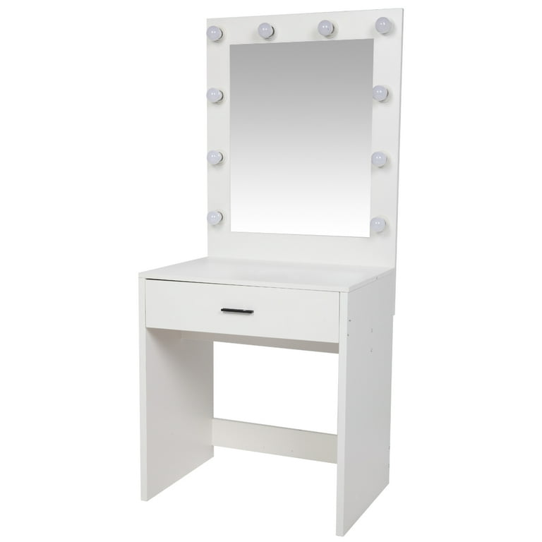 LA TALUS FCH Large Mirror Single Drawer Dressing Table With Light Cannon Warm