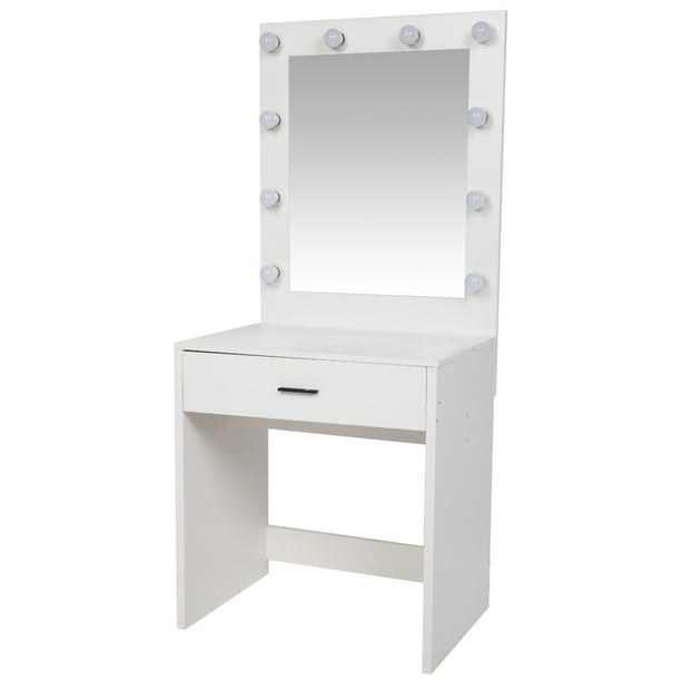 Fch Large Mirror Single Drawer Dressing Table With Light Cannon Warm Walmart Com Walmart Com
