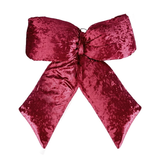 LoomJoyz Burgundy Extra Large Plush Velvet Bows 15-Inch Christmas Bow Tree Topper for Christmas Tree Decoration Door Window Decor