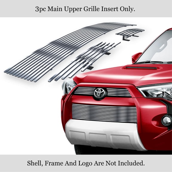 2014-2019 Toyota 4Runner Not For Limited Edition 304 Stainless Steel Polished Finish 8X6 Horizontal Billet Stainless Steel Billet Grille