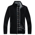 thumbnail image 2 of Men's Winter Coat Full Zip Thick Sherpa Fleece Lined Stand Collar Long Sleeve Knitted Cardigan Sweaters with Pockets, 2 of 3