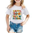 thumbnail image 4 of Shirt for Girl Round Neck 100 Days Of School Shirt Girls Letter Graphic Printed Short Sleeve T Shirts Casual Tee Shirt T-Shirt Boys & Girls Shirts White,10-11 Years, 4 of 4