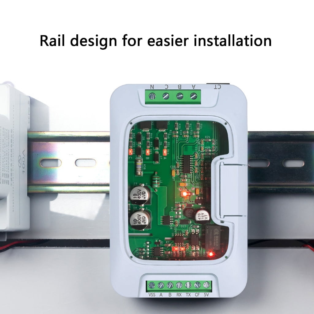 Energy Meter Wattmeter Clear View DIN Rail 100A AC 220/380V Modbus Power Monitor Three Phase AC Energy Meter Module