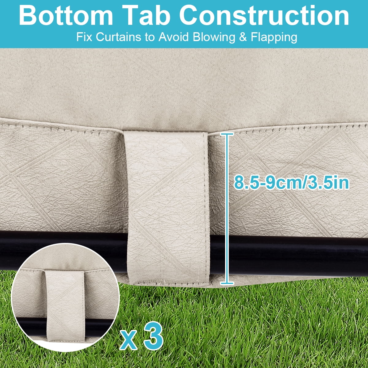 TOPCHANCES 4 Panels Outdoor Curtains for Patio, Waterproof Weatherproof Privacy Curtains 3D Embossed Pattern, Thermal Insulated Grommet Top and Tab Bottom Drapes, W52in x L84in