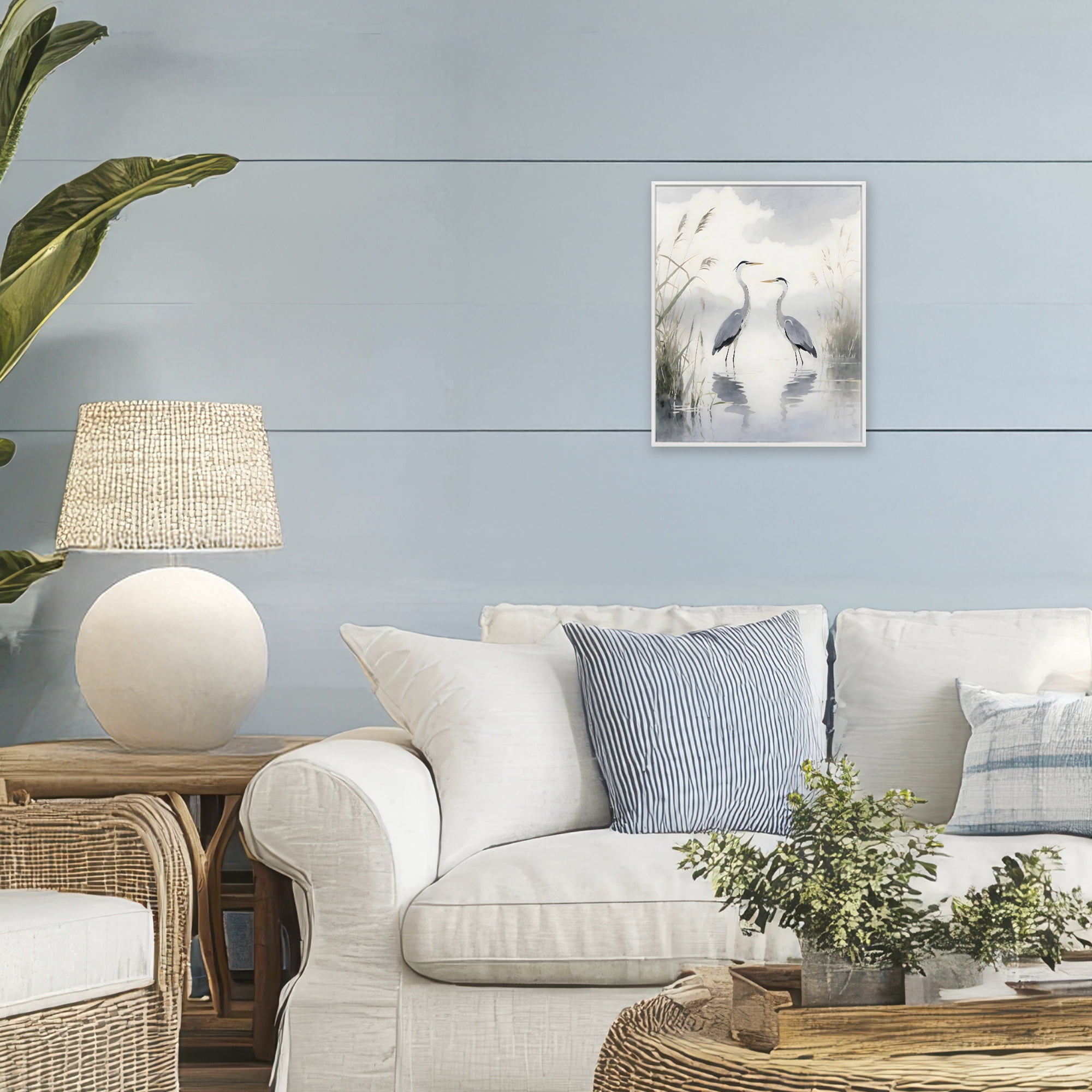 Stupell Industries Serene Wetlands Heron Reflections White Framed Giclee Art, design by Creative Studio