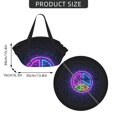 thumbnail image 4 of Vintage Hippie Neon Peace Sign 2-in-1 Foldable Picnic Blanket Tote Bag Shoulder Handbag, Large Circular Outdoor Mat for Beach Camping Park, 4 of 5