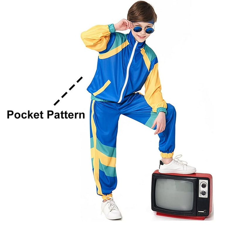 80s Tracksuit Hip Hop Costume for Kids Halloween Retro Sportswear Cosplay  Outfits