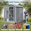 thumbnail image 2 of Asofer 6x4 ft Outdoor Resin Storage Shed with Floor & Lockable Doors - Heavy Duty Plastic Garden Shed for Backyard|Patio|Lawn Tool Organization - Grey, 2 of 9