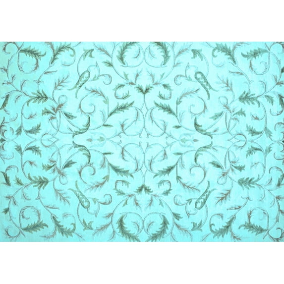 Ahgly Company Indoor Rectangle Persian Light Blue Traditional Area Rugs, 7' x 10'