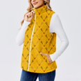 thumbnail image 4 of Women's Retro Printed Fashionable Warm Fleece Cardigan Vest Coat, Open Front Sleeveless Jacket for Unique Layering and Stylish Comfort,Yellow,XL, 4 of 6
