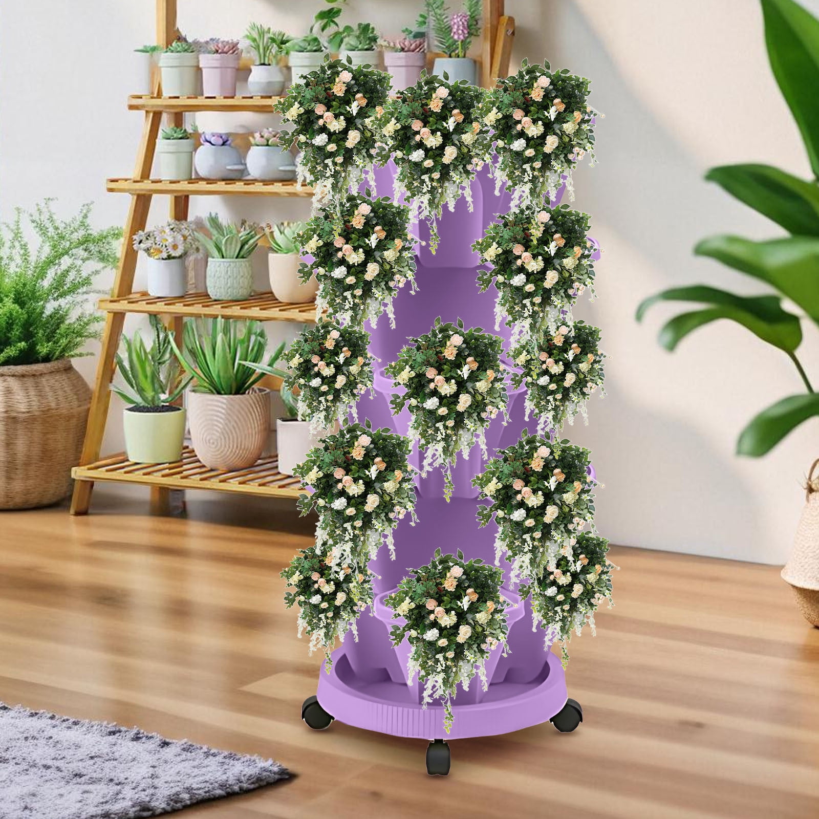 DZQMTKX Stackable Strawberry Planter, 3-Petal Vertical Gardening Pot for Indoor Outdoor Space-Saving, Easy-Access Herb Flower Tower