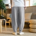 thumbnail image 3 of Zimjoy Big and Tall Men's Casual Pants Summer Cotton Linen Wide Leg Trousers Lightweight Breathable Lounge Pants, Gray XL, 3 of 5