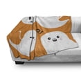 thumbnail image 3 of Ghost Soft Flannel Fleece Throw Blanket, Flying Ghost Characters with Childish Smiling Sad Faces on Orange, Cozy Plush for Indoor and Outdoor Use, 50" x 70", Orange Black and White, by Ambesonne, 3 of 6