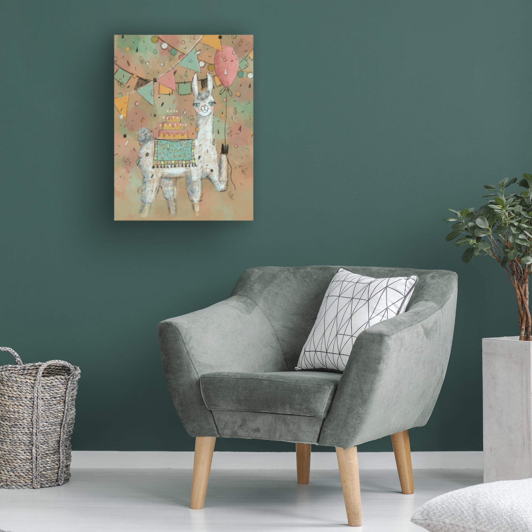 Canvas Wall Art - Christine Rotolo 'Llama Birthday' Wall Art for Living Room, Bedroom, or Office Décor by Trademark Fine Art - 18 x 24 Inches