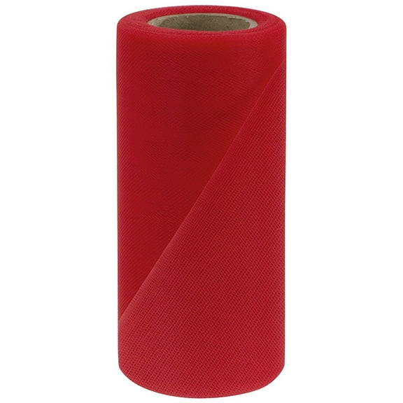 Falk Fabrics Tulle Spool for Decoration 6-Inch by 25-Yard - Red