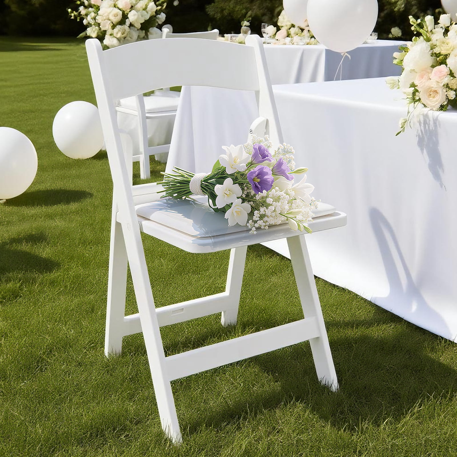 Mainstays Banquet Padded Resin Folding Chair, White