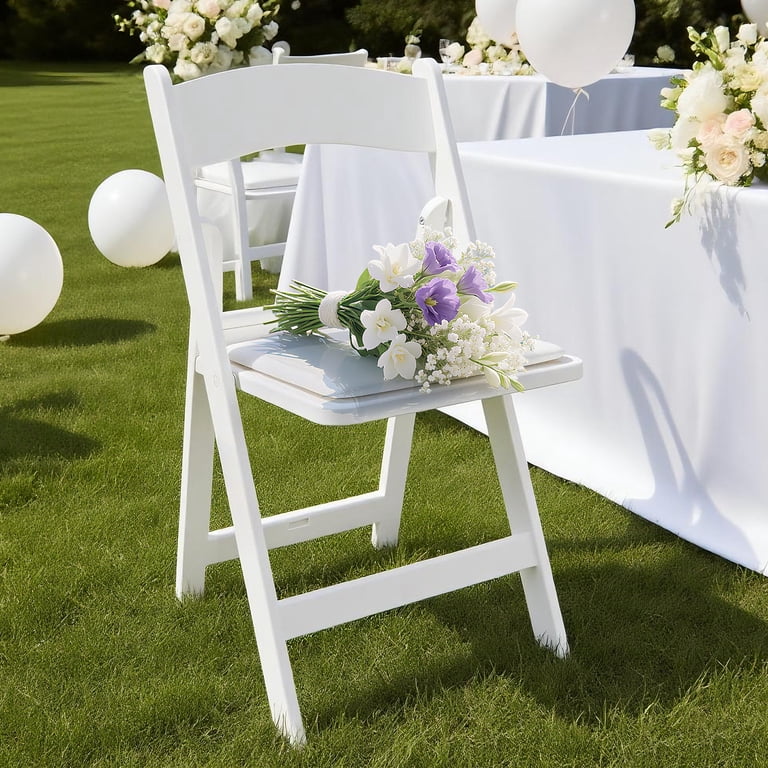 Mainstays Banquet Padded Resin Folding Chair, White (Set of 2