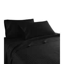 600 Thread Count 100% Cotton Wrinkle Free Striped Sheet Set (King, Black)